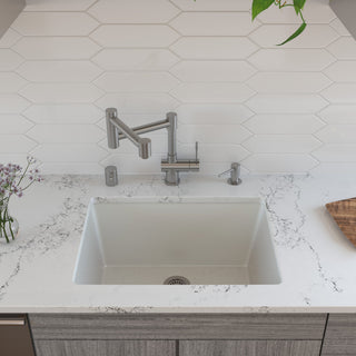 ALFI Brand 24" White Undermount/Drop-in Fireclay Kitchen Sink