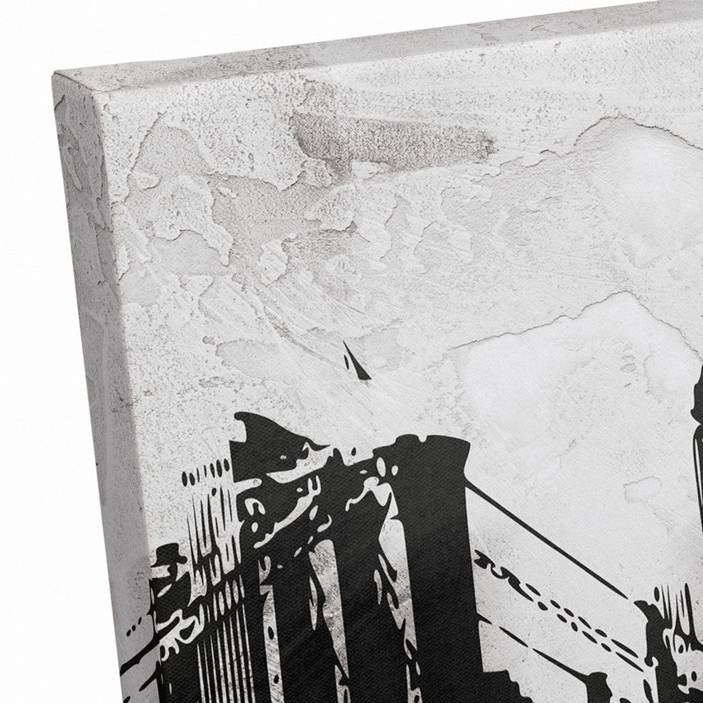 Black and White Graffiti City Skyline Print on Canvas