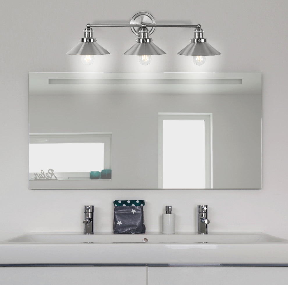 June Metal Shade Sconce, Nickel, 3-Light