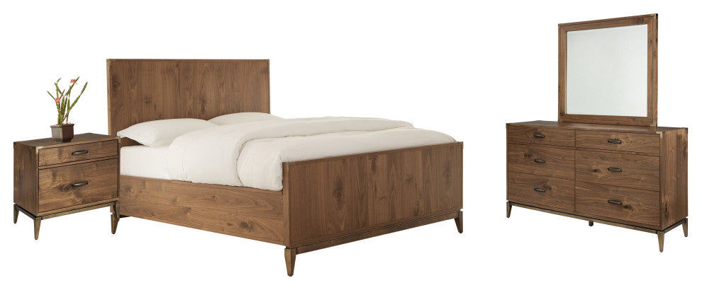 Modus Adler 4 Piece Cal King Bedroom Set With Nightstand, Natural Walnut