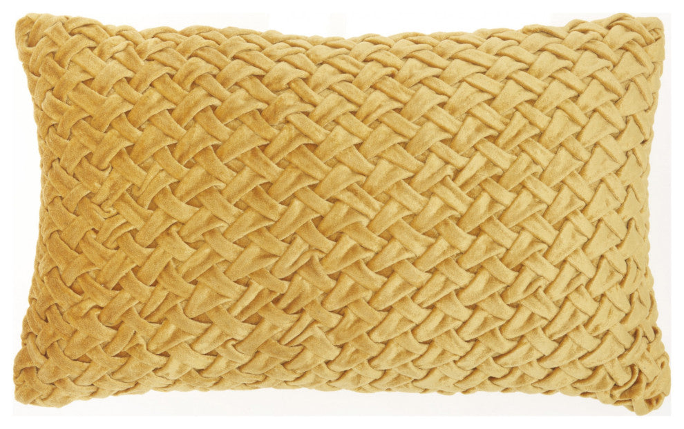 Lush Gold Plait Textured Throw Pillow