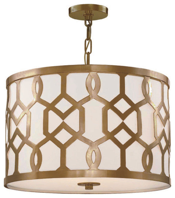 Libby Langdon for Crystorama Jennings 3 Light Aged Brass Chandelier