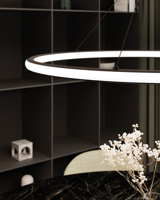 Sonneman 2233-38-30 Luna 38"W LED Ring Chandelier - 3000K - Satin Black