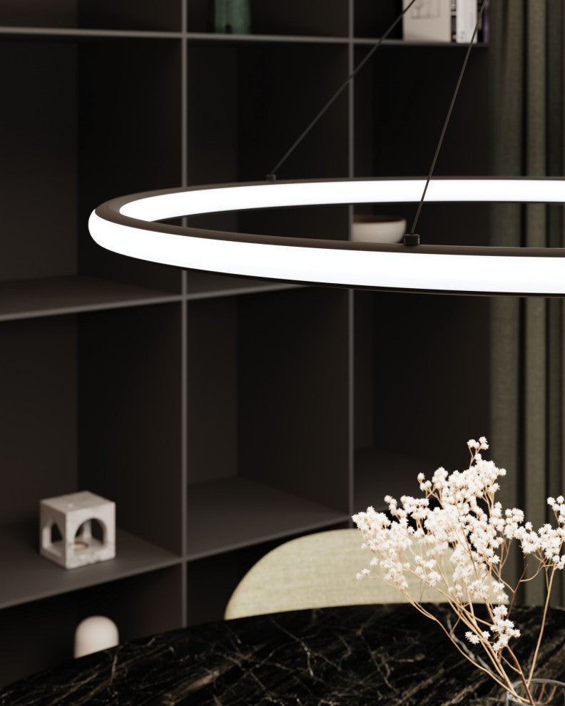 Sonneman 2233-38-30 Luna 38"W LED Ring Chandelier - 3000K - Satin Black