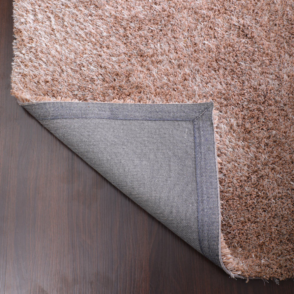 Shag Polyester Rug HAND TUFTED SHAG POLYESTER ECO-FRIENDLY AREA RUGS, Beige Color, Solid