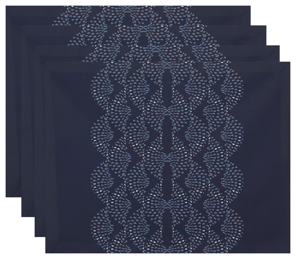 Dotted Focus 18"x14" Blue Geometric Print Placemat, Set of 4