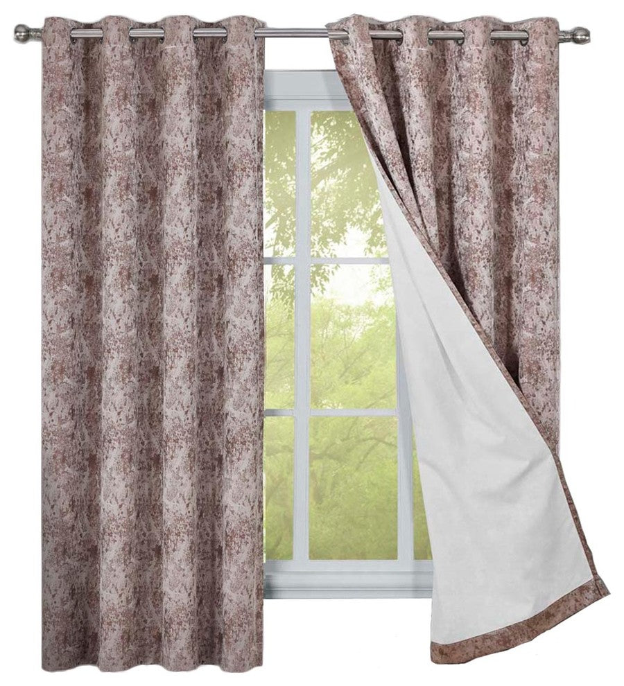 Bali 2PC Blackout Abstract Grommet Curtains, Brown, 108"x108"