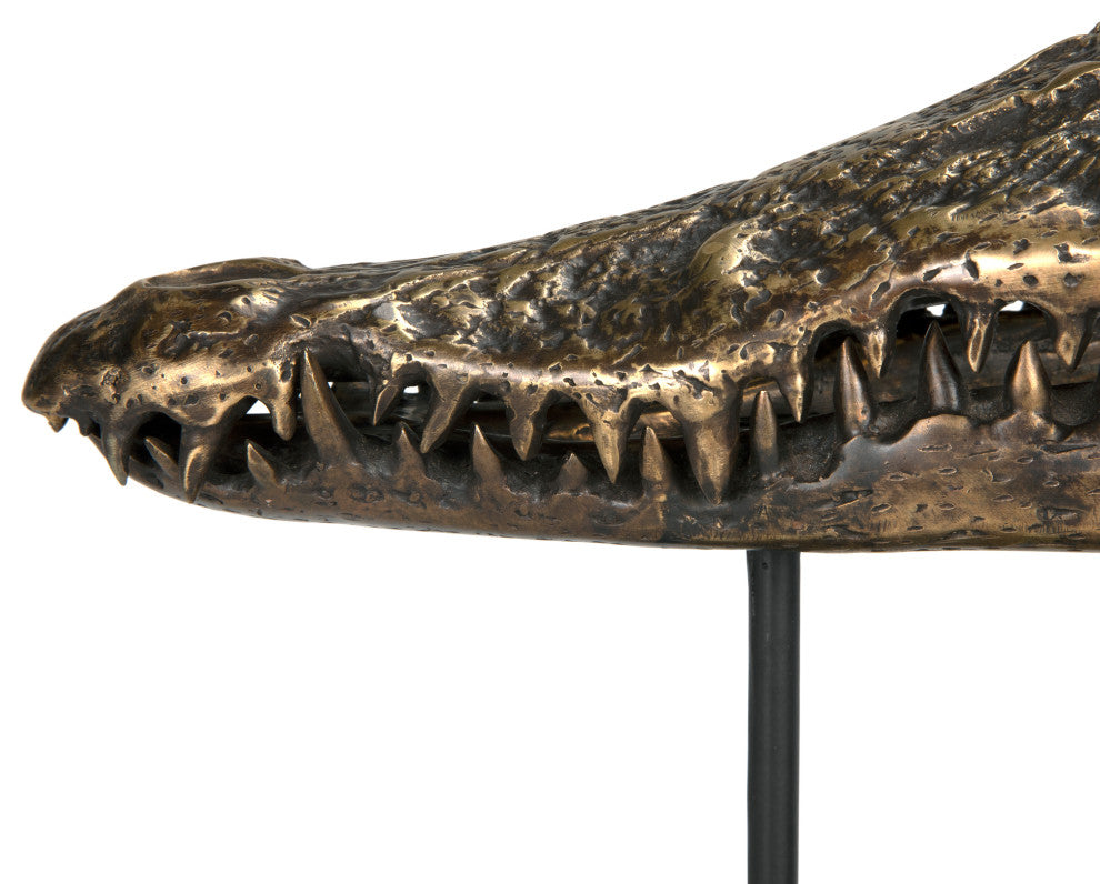 Brass Alligator On Stand, Small