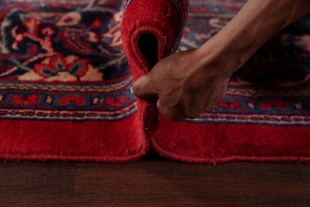 Consigned, Vintage Oriental Handmade Persian Traditional Area Rug, Red, 10x14