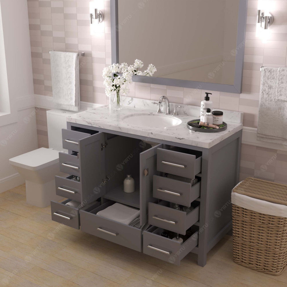 Caroline Avenue 48" Bath Vanity, Gray With Marble Quartz Top