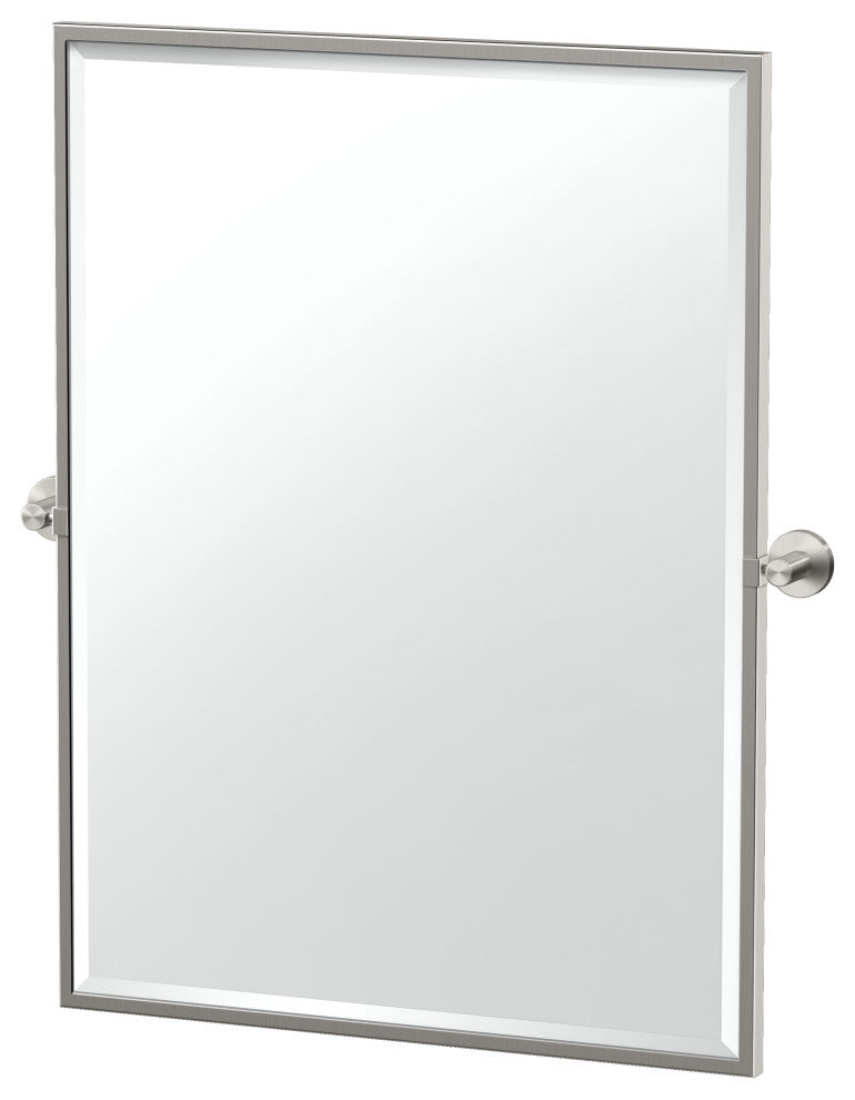 Reveal Framed Rectangle Mirror, Satin Nickel, 32.5"