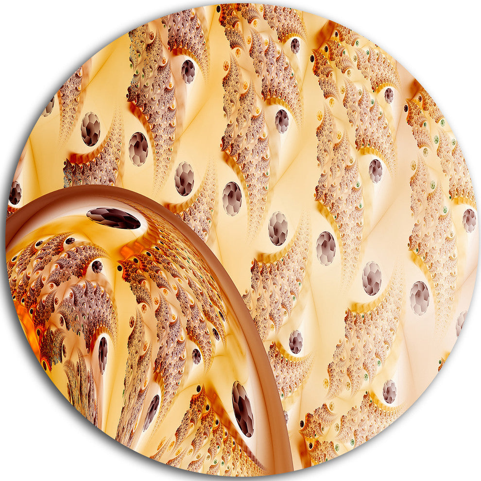 Light Brown Fractal Flower Design, Abstract Round Metal Wall Art, 23"