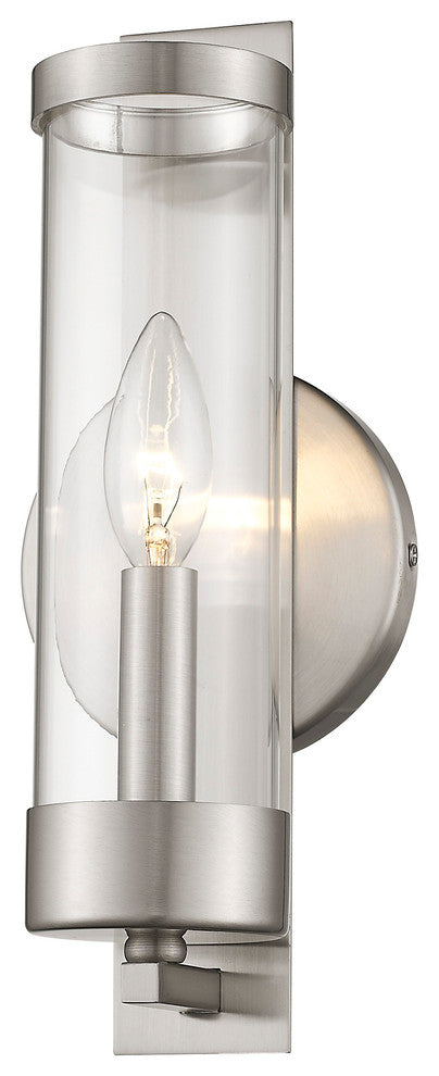 Wall Sconce With Clear Glass, Brushed Nickel
