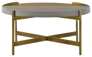 Dua Gray Concrete Coffee Table with Antique Brass