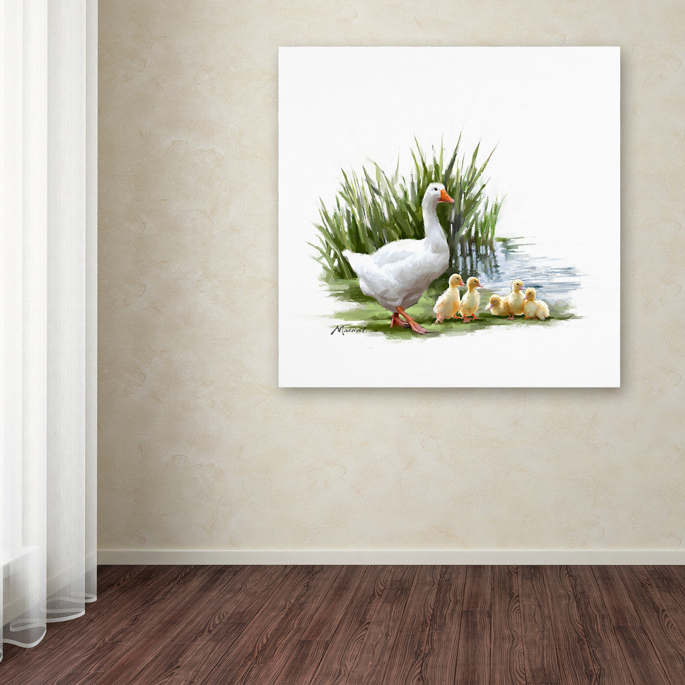 The Macneil Studio 'Goose With Young' Canvas Art, 24"x24"