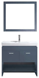 Virtu Gloria 36" Single Bathroom Vanity, Gray, Polished Chrome Faucet, Mirror