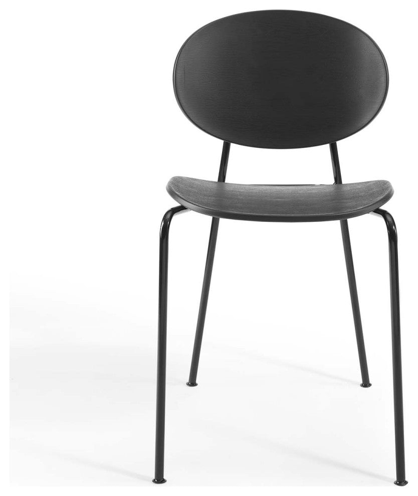 Side Dining Chair, Set of 2, Plastic, Metal, Black, Modern, Bistro Restaurant