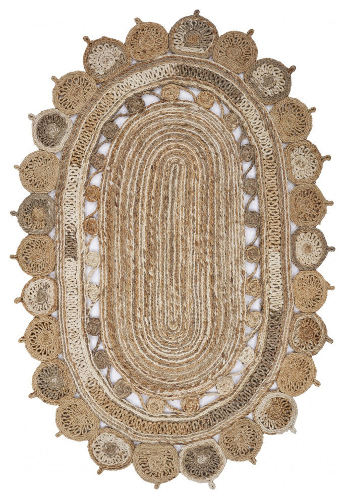 '9' Natural Round Hand Braided Area Rug