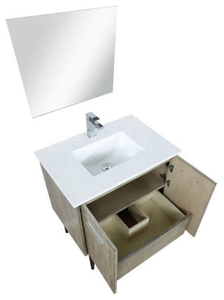 Lancy Modern 30" Rustic Acacia Square Sink Bathroom Vanity Set, Labaro Brushed N