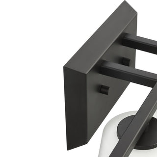 Vertex Collection Four-Light Matte Black Etched White Glass Bath Light