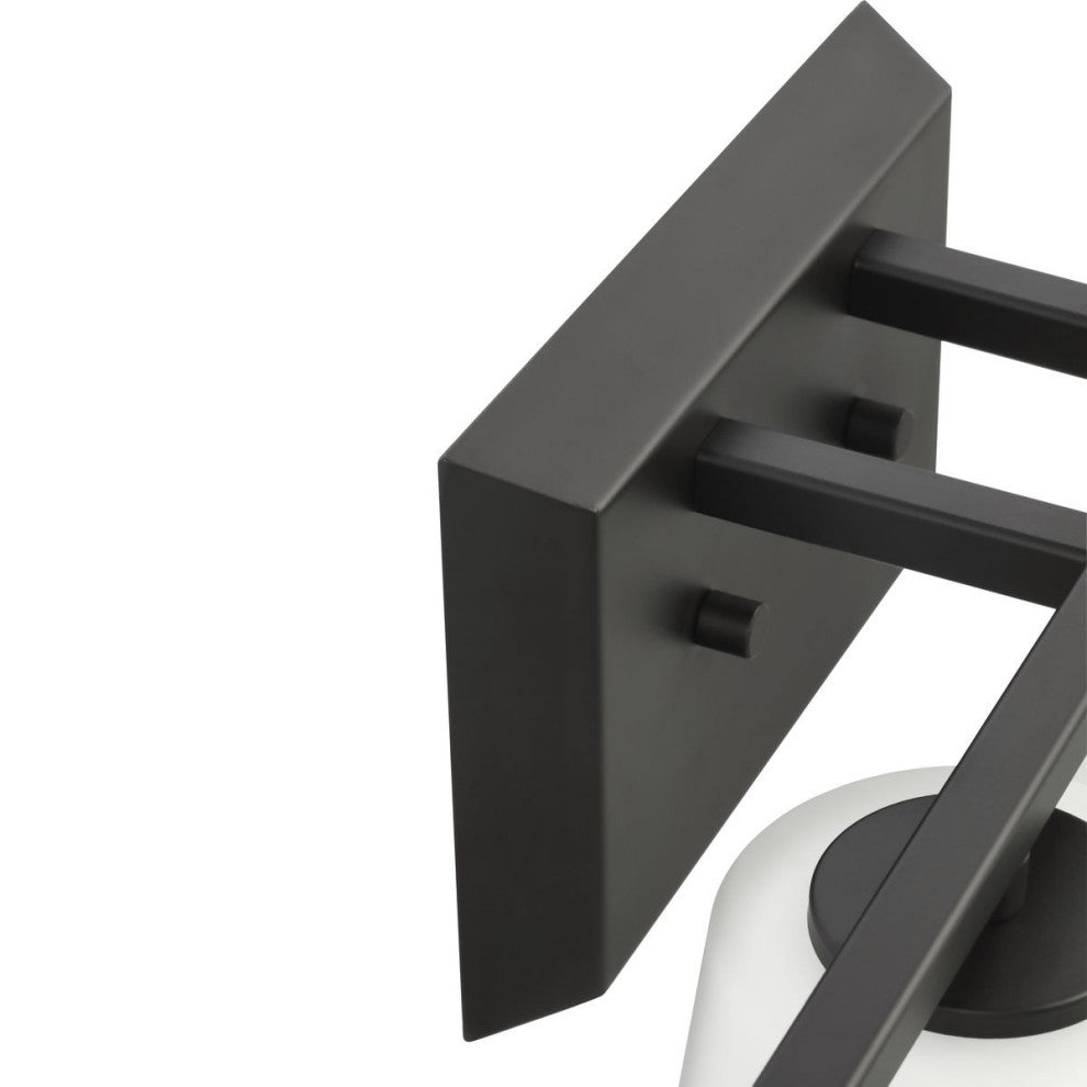 Vertex Collection Four-Light Matte Black Etched White Glass Bath Light