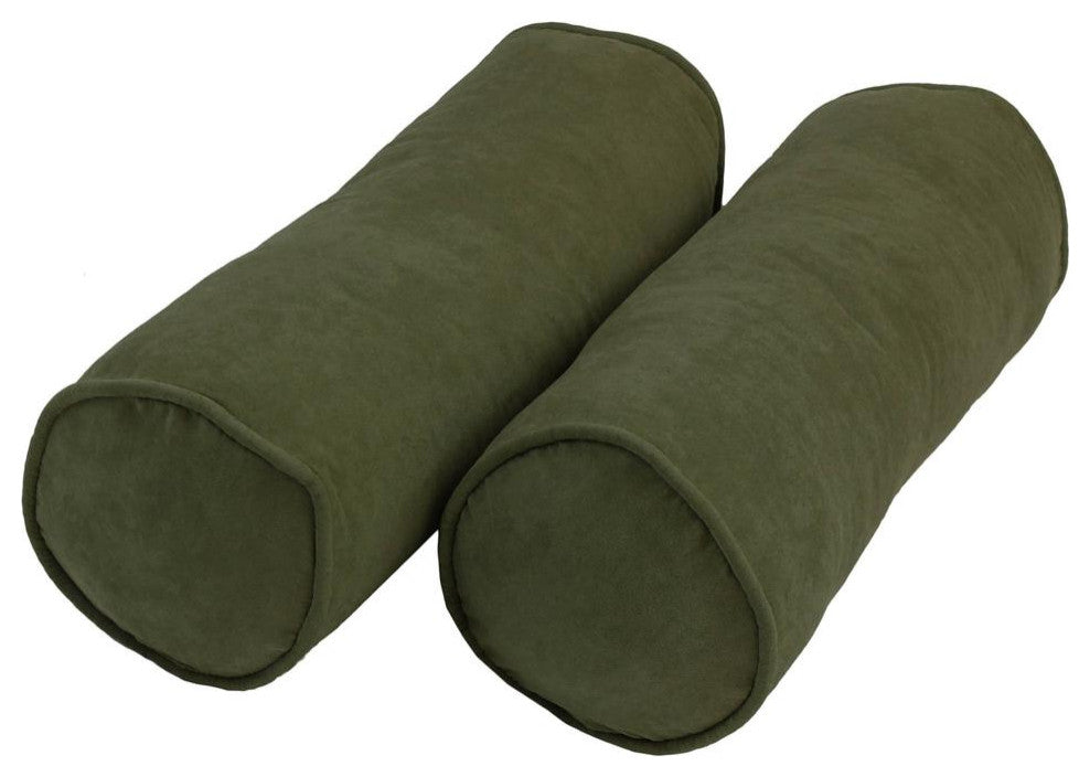 20-inch by 8-inch Double-corded Solid Microsuede Bolster Pillows with...