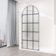 VIGO Arden 34" W x 78" H Framed Fixed Shower Screen, Grid, Fluted Glass, Matte Black