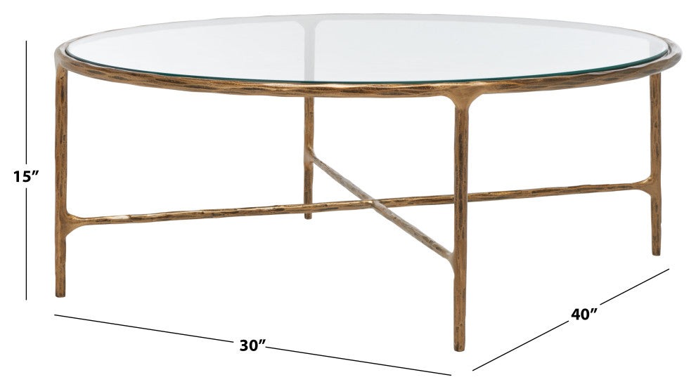 Safavieh Couture Jessa Oval Metal Coffee Table, Brass