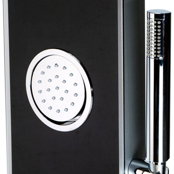 Black Glass Shower Panel with 2 Body Sprays and Rain Shower Head
