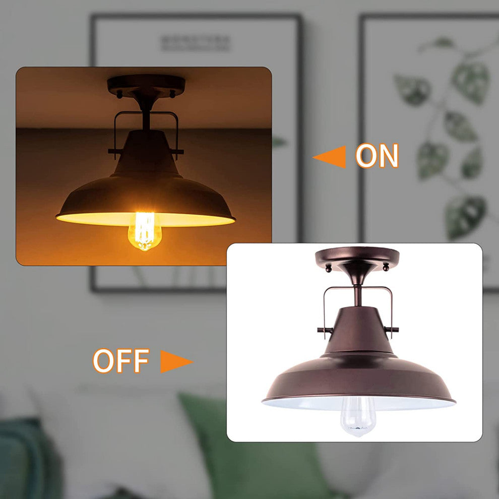 Farmhouse Semi Flush Mount Ceiling Light Vintage Rust Ceiling Lamp