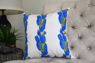Sunset Tulip Stripe Decorative Floral Throw Pillow, Blue, 20"