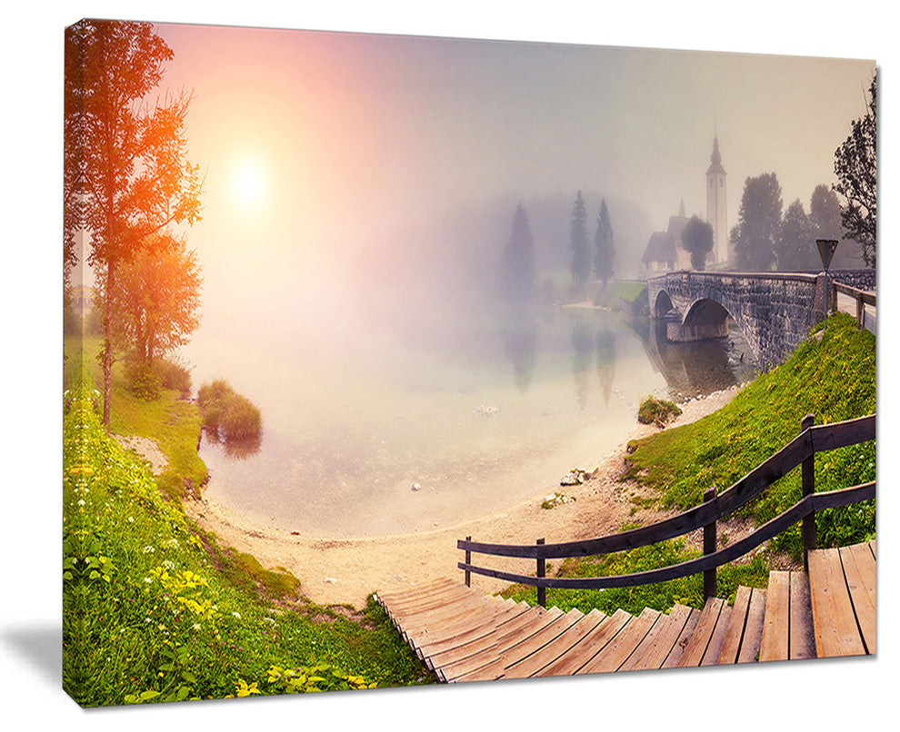 "Majestic Foggy Morning in Lake" Landscape Wall Art, 40"x30"