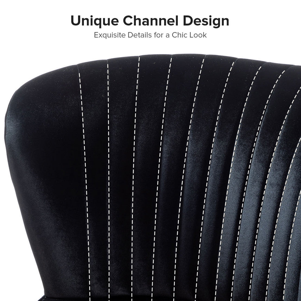 Velvet Tufted Loveseat Sofa With Golden Base, Black