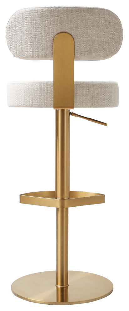 Primrose Cream Textured Performance Fabric Adjustable Stool