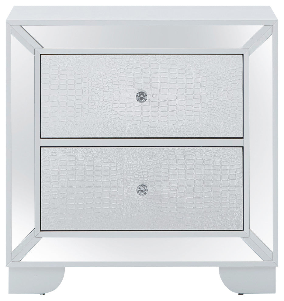 Hollywood Hills 2 Drawer White Nightstand (28 in. H x 28 in. W x 17 in. D)