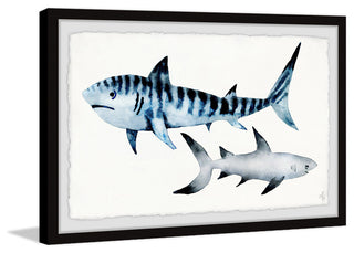 "Sharks Duo" Framed Painting Print, 30"x20"