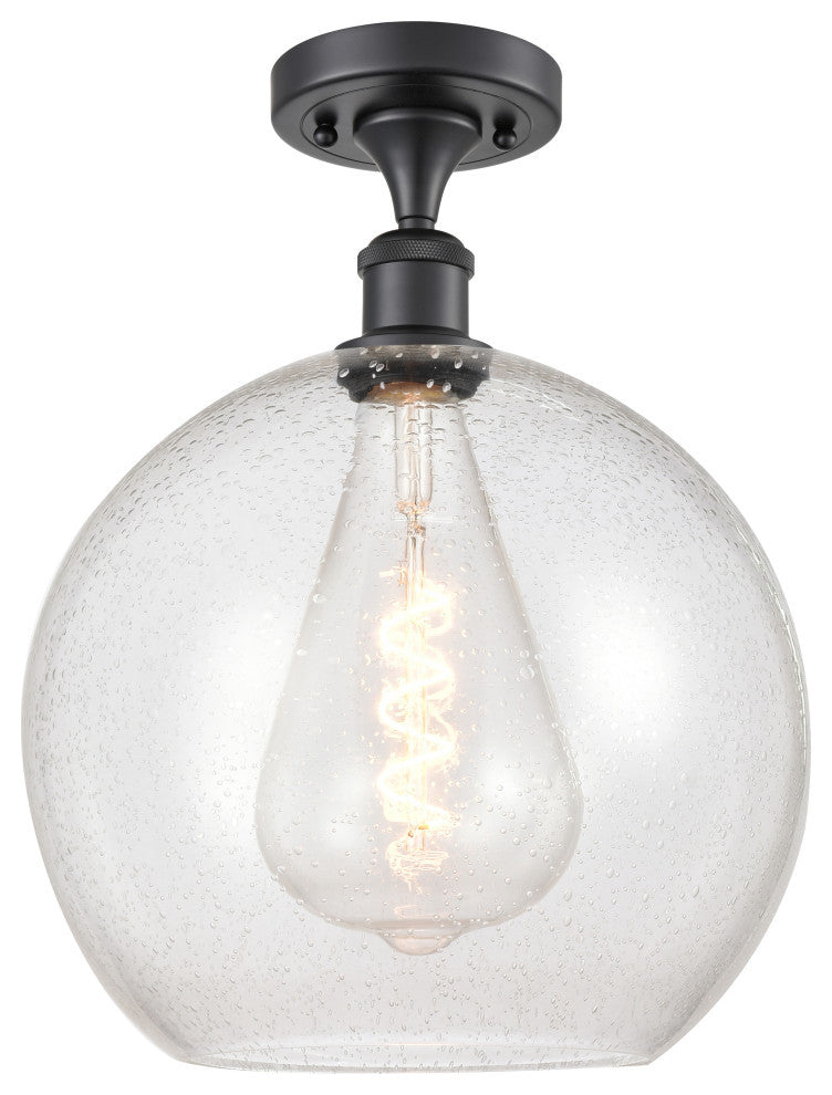 Innovations 516-1C-BK-G124-12 1 Light Semi-Flush Mount, Matte Black