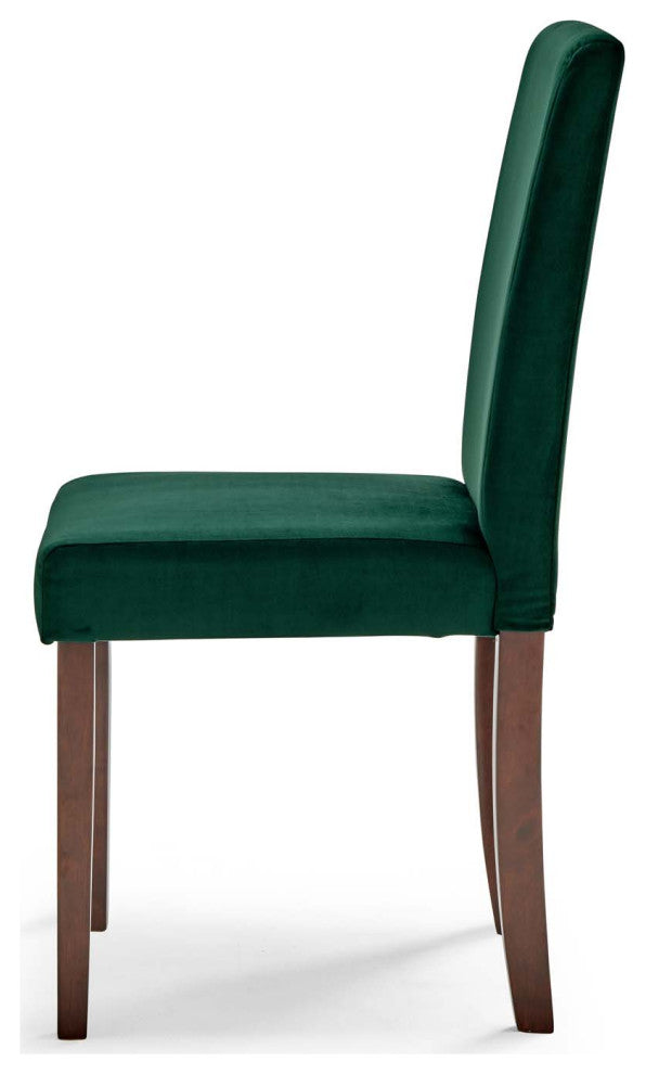 Side Dining Chair and Table Set, Velvet, Drak Brown Green, Modern, Cafe Bistro