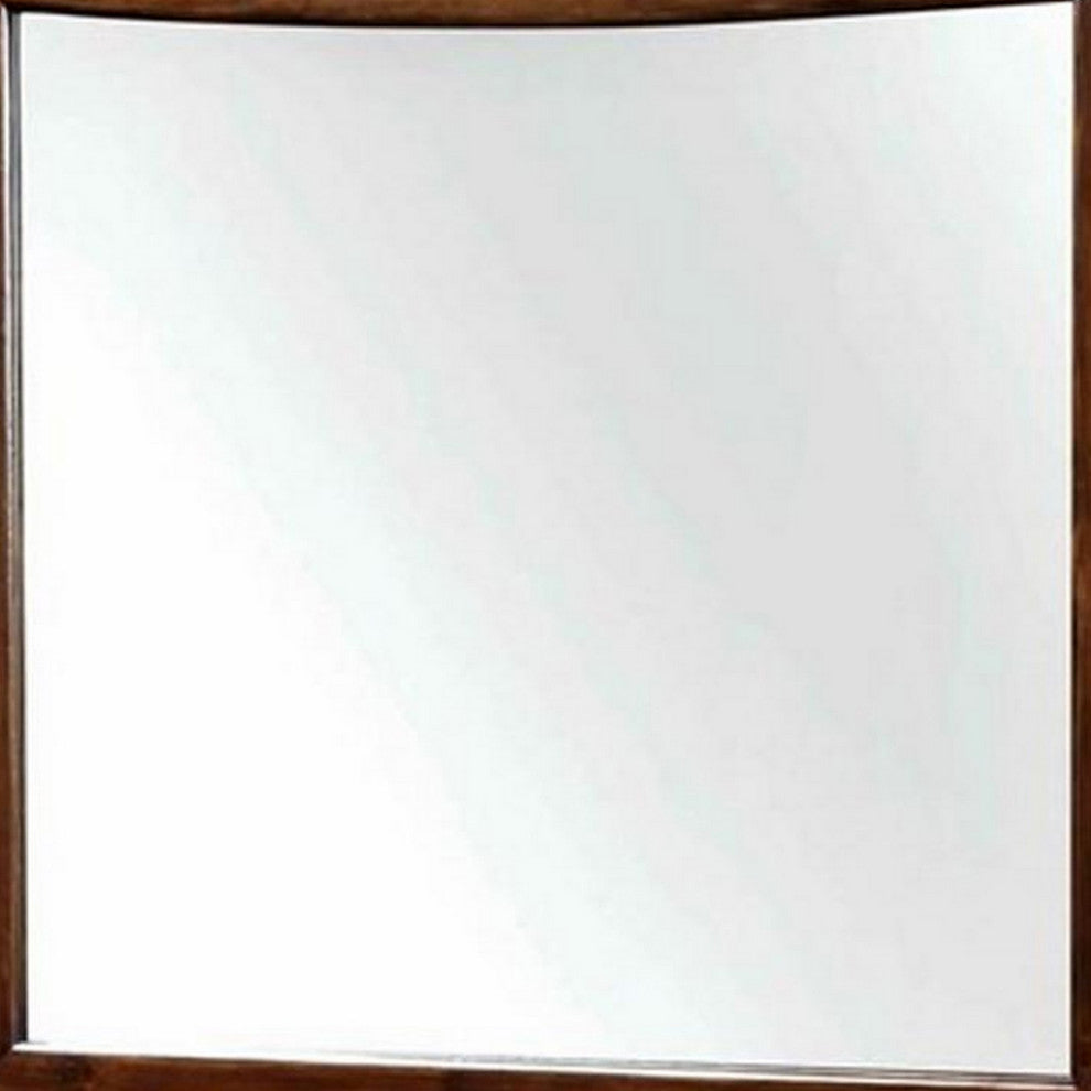 Benzara BM263071 Mirror With Rectangular Wooden Frame, Cherry Brown