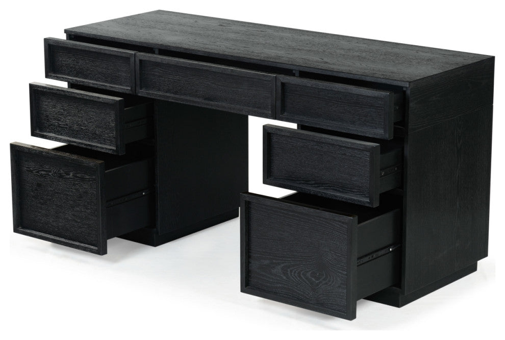 Safavieh Couture Zeus 7 Drawer Wood Desk, Black
