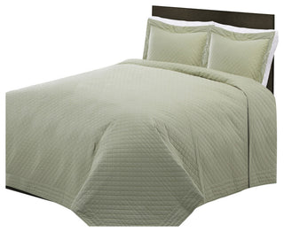 Cottonpure 100% Cotton Diamond Quilt , Sage, King