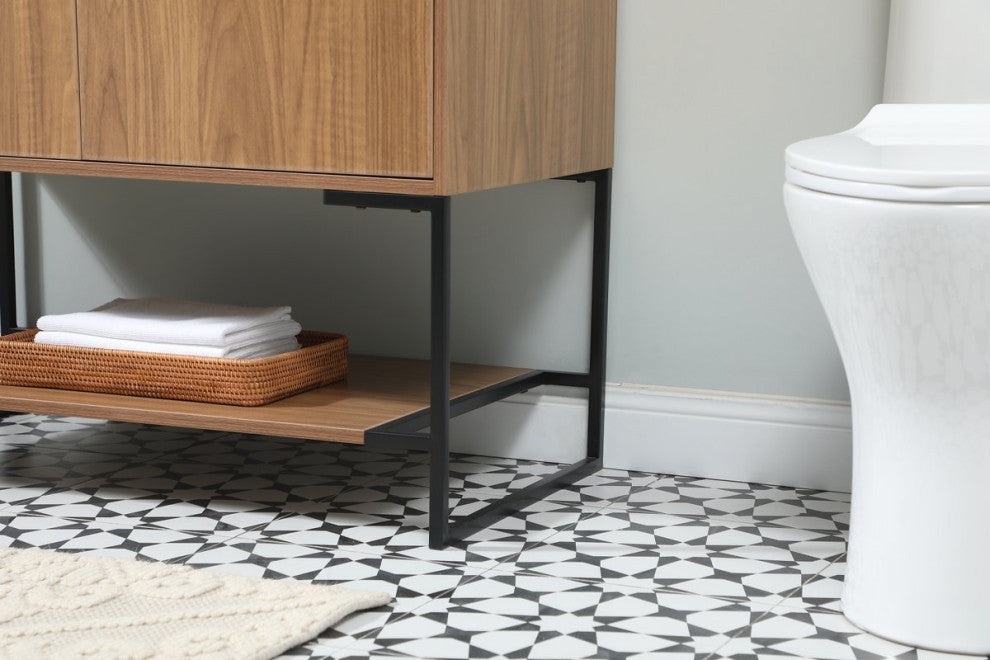 Sue Walnut Brown-Light Bathroom Vanity, Walnut Brown, 36"