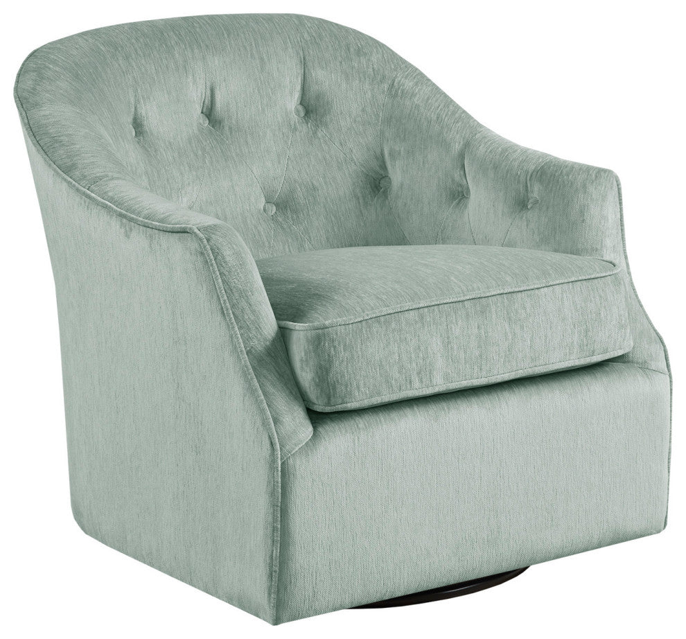 Madison Park Calvin Curved Wide Back Swivel Accent Chair, Light Green