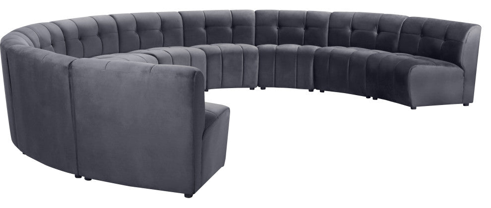 Limitless Velvet Upholstered 10-Piece Modular Sectional, Gray