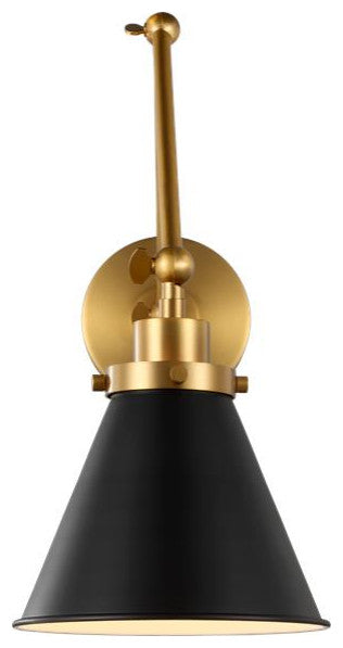 Generation Lighting, CW1151MBKBBS, Double Arm Cone Task Sconce, Midnight Black