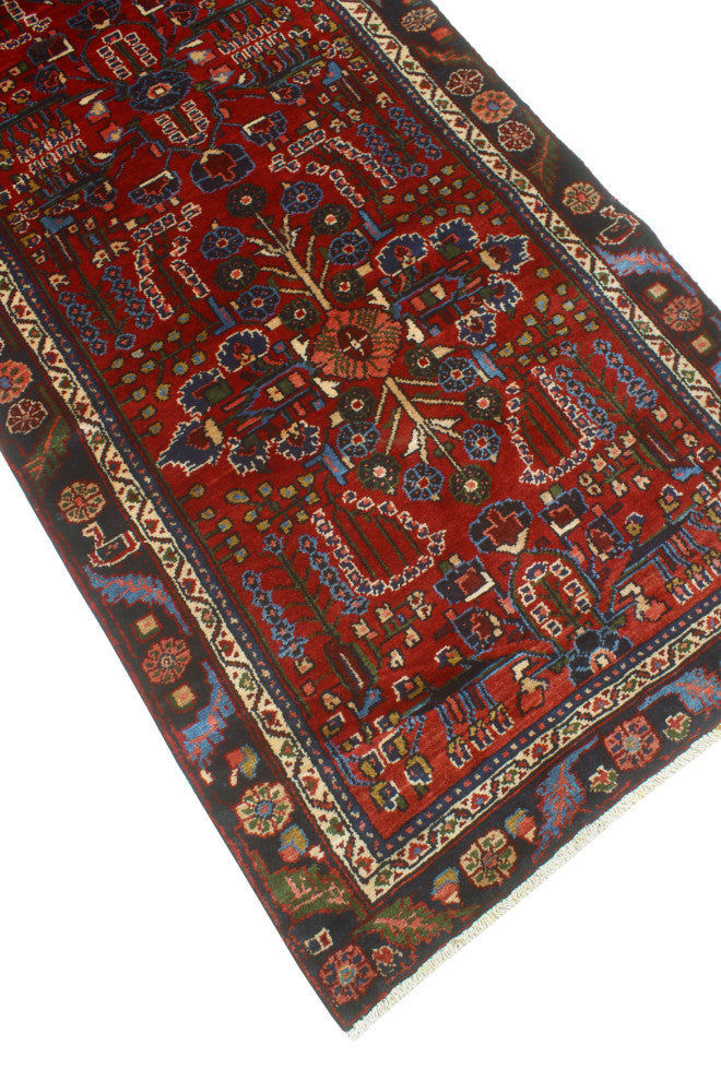 Fine Vintage Distressed Lulu Red/Charcoal Runner, 3'3 x 11'9