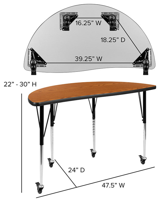 76" Oval Wave Flexible Laminate Activity Table Set, 18" Student Stack Chairs Oak