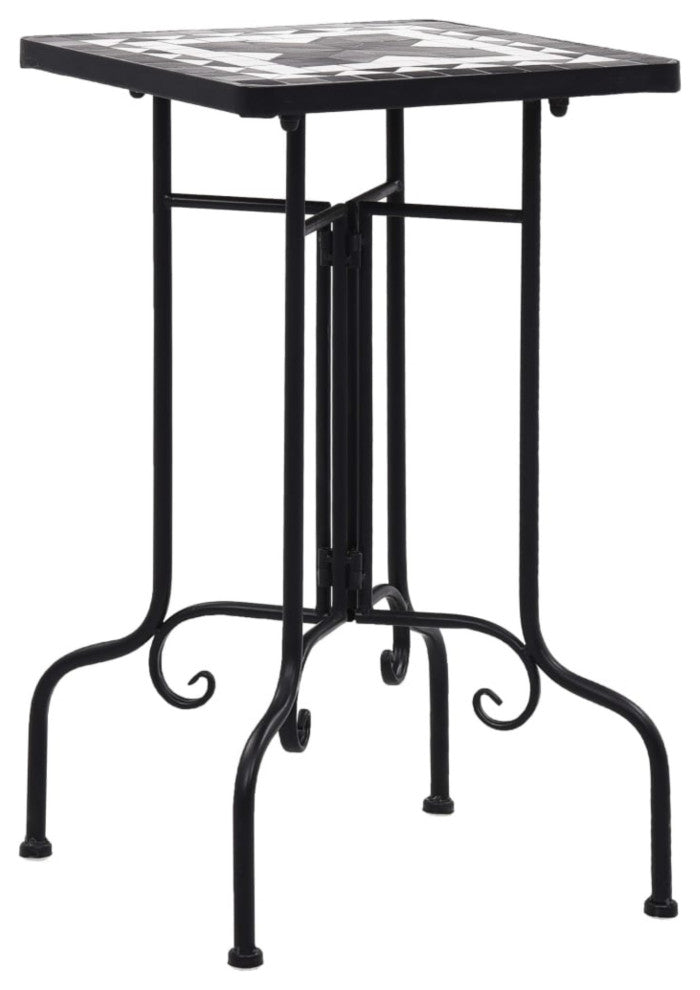 vidaXL Mosaic Side Table Black and White Ceramic