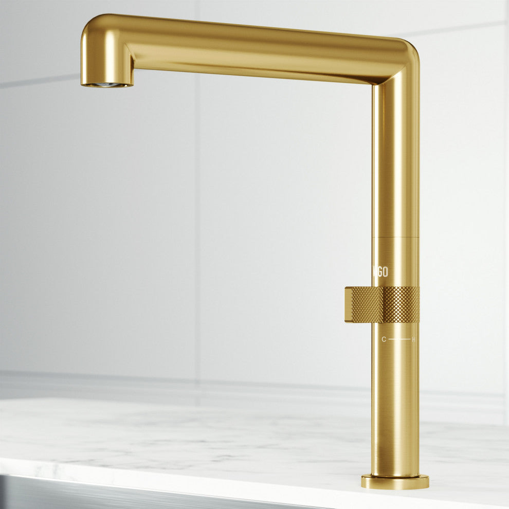 VIGO Jewel 11 in. H Single Handle Kitchen Bar Faucet, Matte Brushed Gold