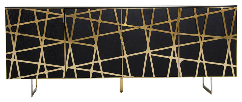 Modrest Kilson Modern Black Oak and Champagne Gold Buffet
